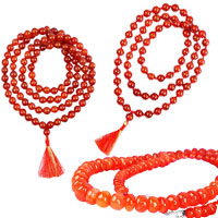 Red Orange Carnelian Necklace Mala